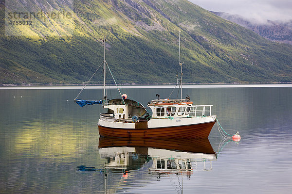 Gullesfjorden auf Hinnoya linnasuolu  Vesteralen  Norwegen  Skandinavien  Europa