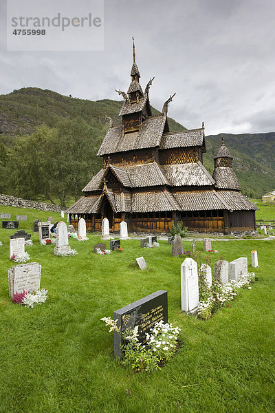 Stabkirche Borgund  Norwegen  Skandinavien  Europa