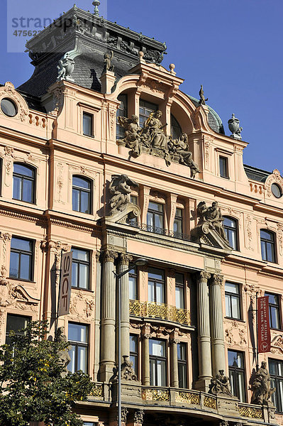 Jugendstilhaus  Wenzelsplatz  Prag  Böhmen  Tschechien  Europa