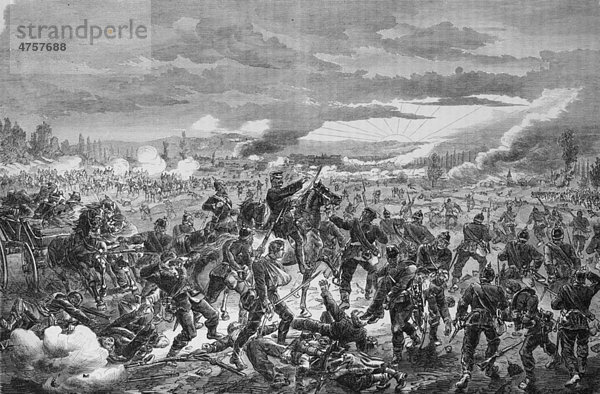 Die preußische 1. Division im Gefecht bei Bange  Illustrierte Kriegschronik 1870 - 1871  Deutsch-französischer Feldzug