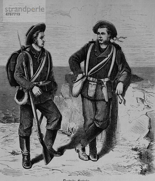 Männer der deutschen Seewehr  1870  Illustrierte Kriegschronik 1870 - 1871  Deutsch-französischer Feldzug
