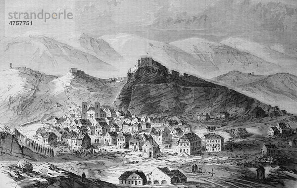 Stadt und Festung Belfort nach der Übergabe an 18. Februar 1871  Illustrierte Kriegschronik 1870 - 1871  Deutsch-französischer Feldzug