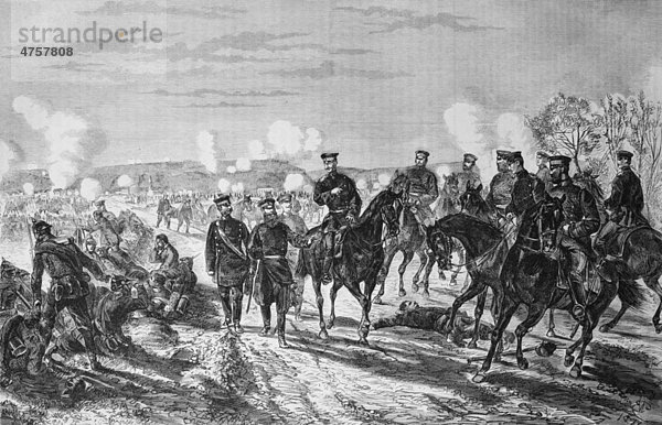 Gefecht bei Nuits  historische Illustration  Illustrierte Kriegschronik 1870 - 1871  Deutsch-französischer Feldzug