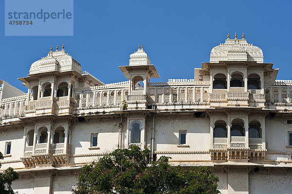 Teilansicht des Stadtpalast des Maharaja von Udaipur  Palast  Luxushotel und Museum  Udaipur  Rajasthan  Indien  Asien