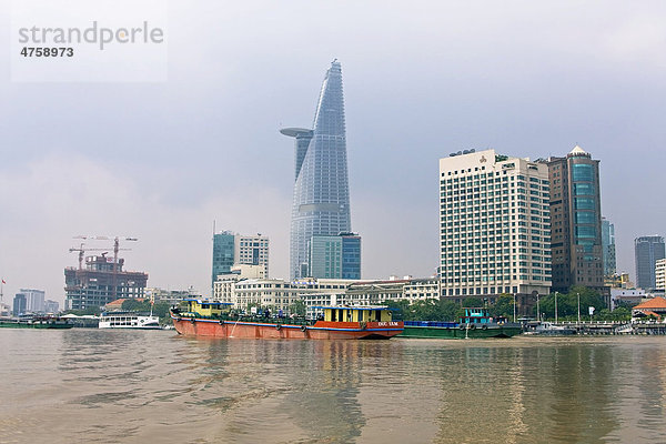 Stadtzentrum von Saigon mit Bitexco Financial Tower Saigon  Ho-Chi-Minh-Stadt  Vietnam  Asien