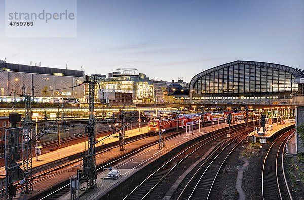 Hauptbahnhof in Hamburg am Abend  Deutschland  Europa