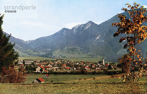 Oberammergau  1930  Farbpostkarte nach einer Uvatypie Vorlage  Oberbayern  Bayern  Deutschland  Europa