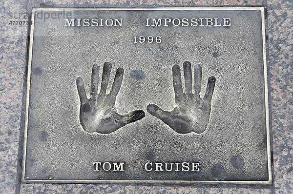 Handabdruck von Tom Cruise  Leicester Square  London  England  Großbritannien  Europa