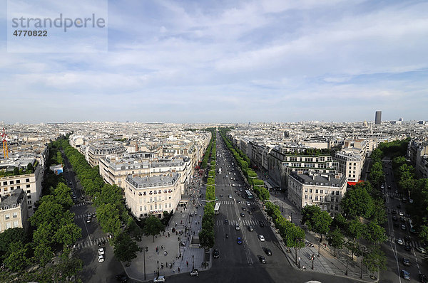 Panorama  Aussicht vom Arc de Triomphe  Paris  Frankreich  Europa