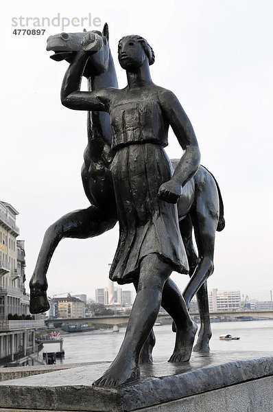 Bronzeplastik  geführtes Pferd  Basel  Schweiz  Europa