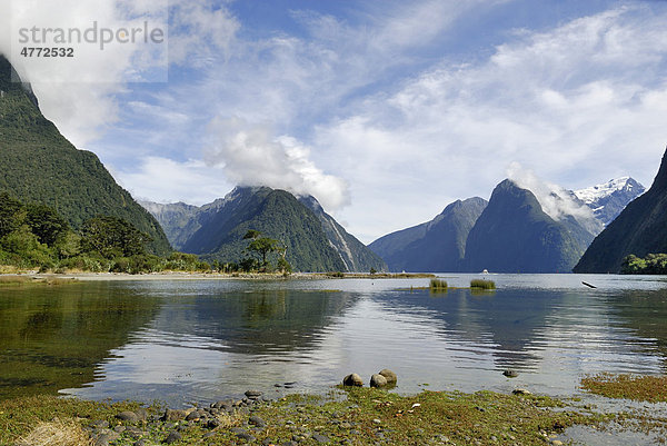 Mitre Peak und Mount Kimberley  Milford Sound  Südinsel  Neuseeland