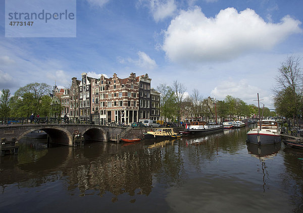 Grachtengürtel Nord  Prinsengracht Ecke Brouwersgracht  Amsterdam  Holland  Niederlande  Europa