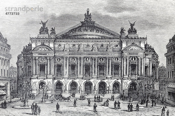 Pariser Oper  Frankreich  historische Buchillustration aus dem 19. Jh.  Stahlstich  Brockhaus Konversationslexikon von 1908
