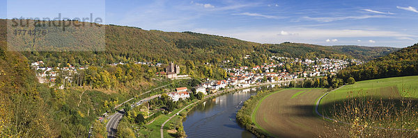 Ausblick auf das Vierburgeneck bei Neckarsteinach  Baden-Württemberg  Deutschland  Europa