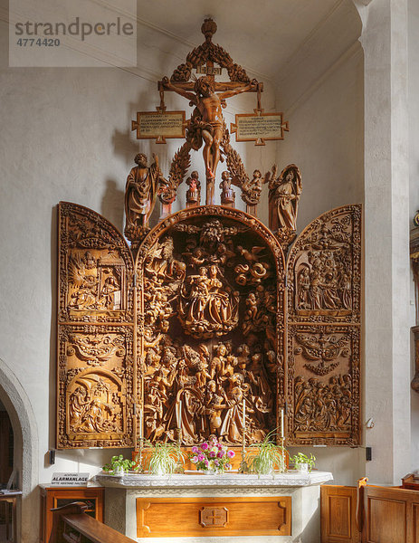 Spätgotischer Schnitzaltar in Wallfahrtskirche Mauer bei Melk  Wachau  Mostviertel  Niederösterreich  Österreich  Europa