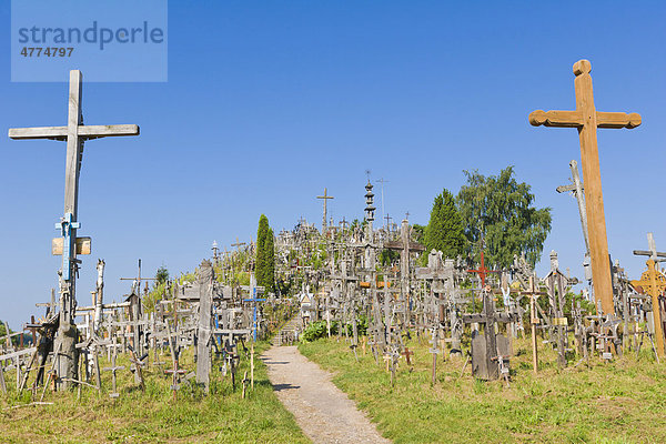 Kriziu kalnas  der Berg der Kreuze  eine Pilgerstätte  12 km nördlich der Stadt Siauliai  Litauen  Nordeuropa
