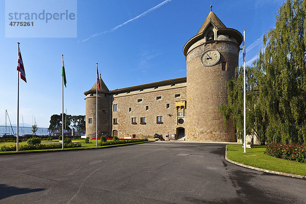Das Schloss Morges  Morges  Kanton Waadt  Schweiz  Europa Kanton Waadt
