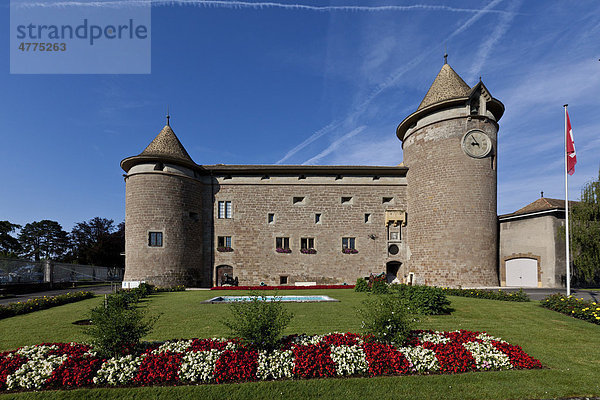 Das Schloss Morges  Morges  Kanton Waadt  Schweiz  Europa Kanton Waadt