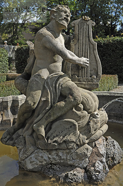 David mit der Harfe  Skulptur in den barocken Hesperidengärten 17. - 18. Jhd.  Johannisstraße 47  Nürnberg  Mittelfranken  Deutschland  Europa