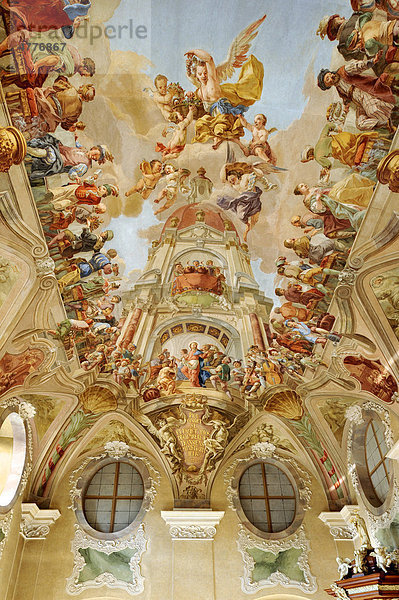 Deckenfresko Das himmlische Gastmahl von Siard Nosecky  Sommerrefektorium  Kloster Strahov  Prag  Böhmen  Tschechien  Europa