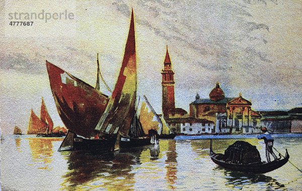 Isola di San Giorgio  Venedig  Italien  historische Kunstpostkarte  ca. 1930
