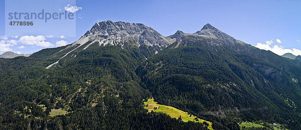 Bergpanorama zwischen Tschlin und Vn·  Piz Ajüz  Piz S-chalambert  Unterengadin  Graubünden  Schweiz  Europa