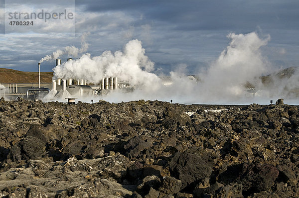 Geothermalkraftwerk in der Nähe von Reykjavik  Island  Skandinavien  Europa