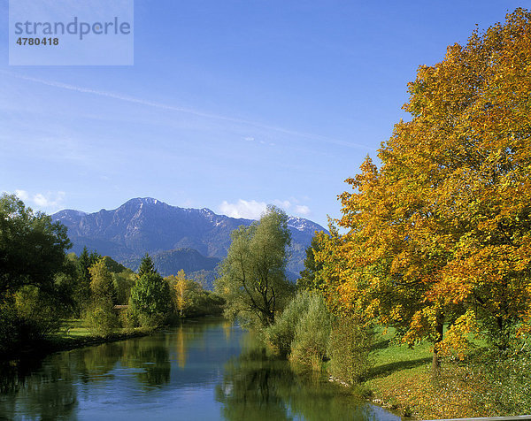 Loisach am Kochelsee unterm Herzogstand  Oberbayern  Bayern  Deutschland  Europa