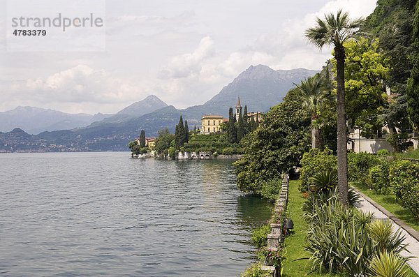 See mit Ufergärten  Villa Monastero  Varenna  Comer See  Lombardei  Italien  Europa