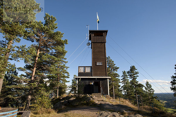 Aussichtsturm auf dem Tossebergsklätten Berg  Sunne  Värmland  Schweden  Europa