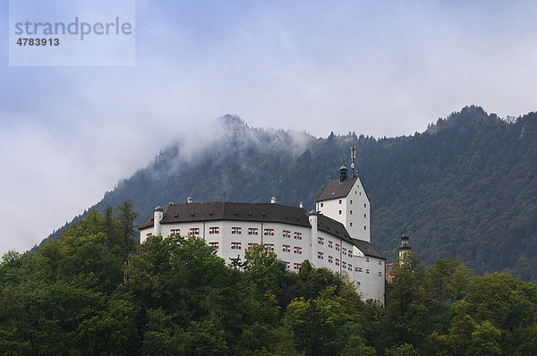 Schloss Hohenaschau im Morgendunst  Aschau im Chiemgau  Oberbayern  Bayern  Deutschland  Europa