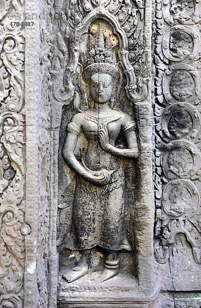Devata  Ta Prohm Tempel  Angkor  UNESCO Weltkulturerbe  Siem Reap  Kambodscha  Südostasien  Asien