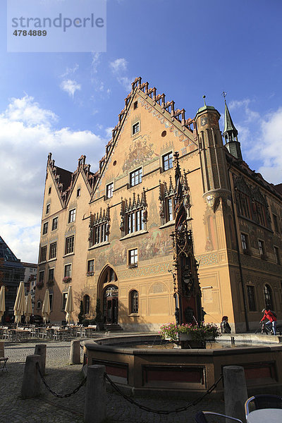 Ulmer Rathaus  Renaissance-Fassade  Marktplatz  Ulm  Baden-Württemberg  Deutschland  Europa