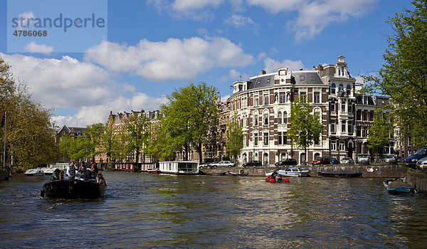 Alte Wohnhäuser an der Leidsekade  Amsterdam  Holland  Niederlande  Europa