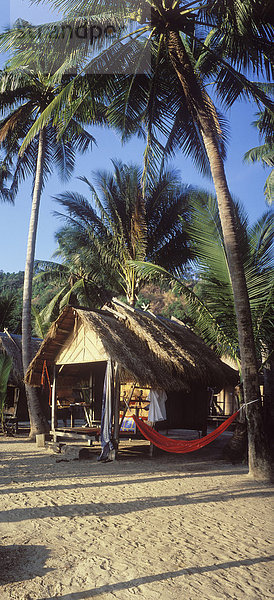Bambushütte unter Kokospalmen am White Sand Beach  Hat Sai Kao  Insel Ko Chang  Trat  Thailand  Südostasien
