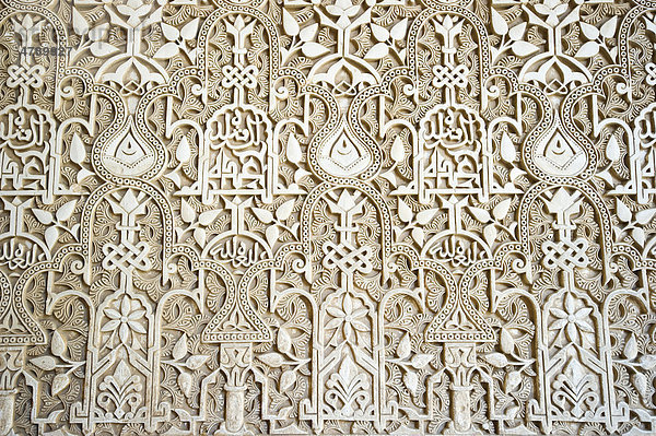 Fassadendetail  Alhambra  Granada  Andalusien  Spanien  Europa