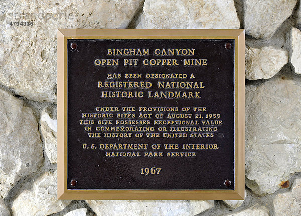 Zertifikat  Bingham Canyon Mine oder Kennecott Copper Mine Kupfermine  weltweit größte von Menschenhand geschaffene Bergbaugrube  Oquirrh Mountains  Salt Lake City  Utah  USA  Amerika