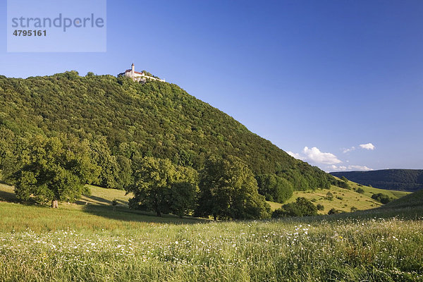 Burg Teck auf einem Felsensporn auf der Schwäbischen Alb nahe Kirchheim  Baden-Württemberg  Deutschland  Europa