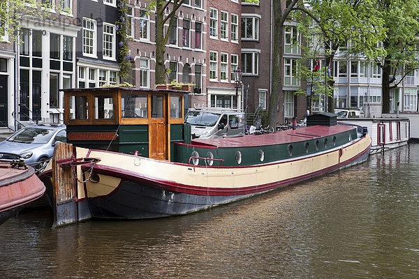 Hausboot an der Raamgracht  Amsterdam  Holland  Niederlande  Europa