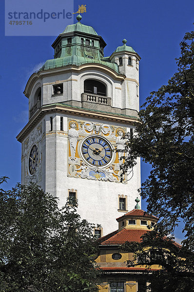 Dekorativer Uhrturm des Müllerschen Volksbades  Jugendstil  gebaut 1897-1901  Rosenheimer Straße 1  München  Bayern  Deutschland  Europa
