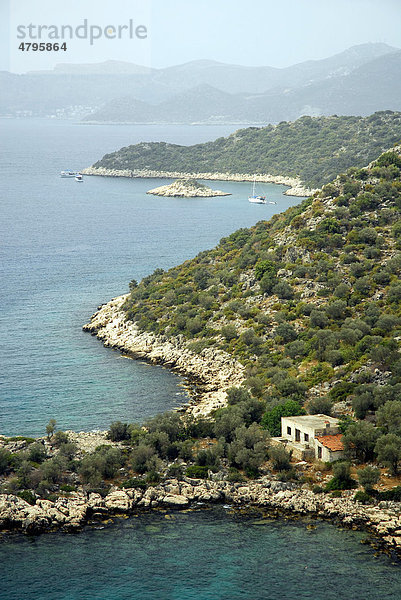 Bucht an der Halbinsel Cukurbag  Kas  lykische Küste  Provinz Antalya  Mittelmeer  Türkei  Eurasien