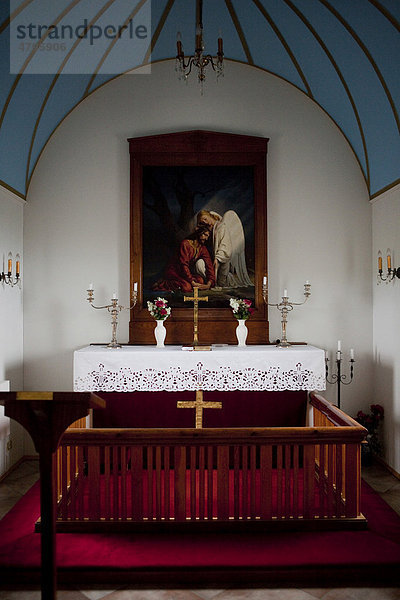 Altar einer Dorfkirche  Vik  Island  Skandinavien  Europa