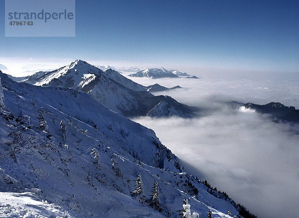 Alpenlandschaft im Winter  Oberbayern  Deutschland  Europa