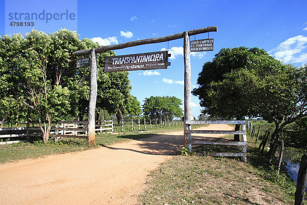Tor zum Pantanal  Transpantaneira  Straße durch das Pantanal  Brasilien  Südamerika