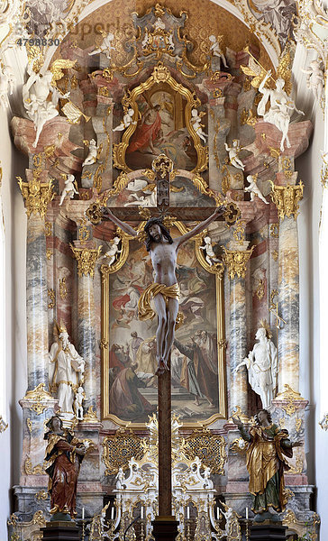 Altar der Klosterkirche  Kloster Roggenburg  Landkreis Neu-Ulm  Schwaben  Bayern  Süddeutschland  Deutschland  Europa