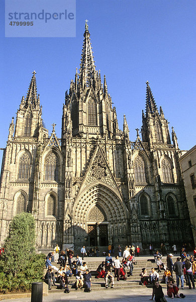 Kathedrale La Catedral de la Santa Creu i Santa Eul‡lia  Barri Gotic Viertel  Barcelona  Katalonien  Spanien  Europa