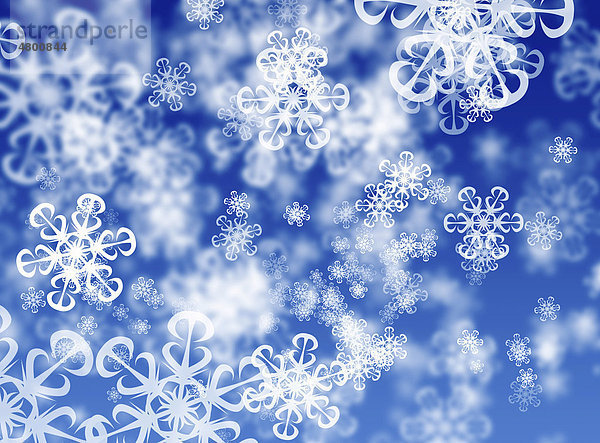 Abstrakte Schneeflocken auf blauem Hintergrund  Illustration