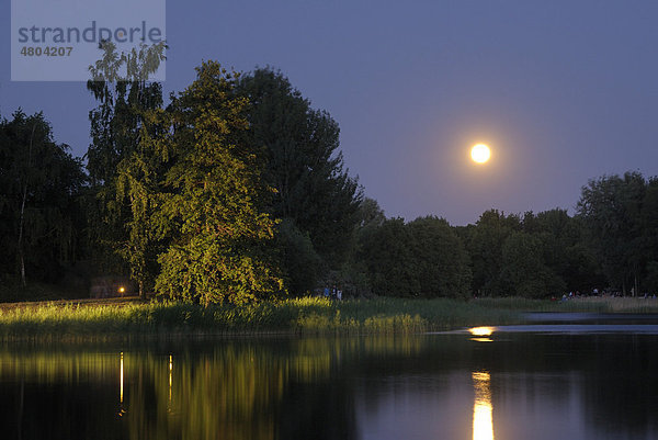 Mittsommernacht  Vollmond im Britzer Garten  BUGA Park  Britz  Neukölln  Berlin  Deutschland  Europa