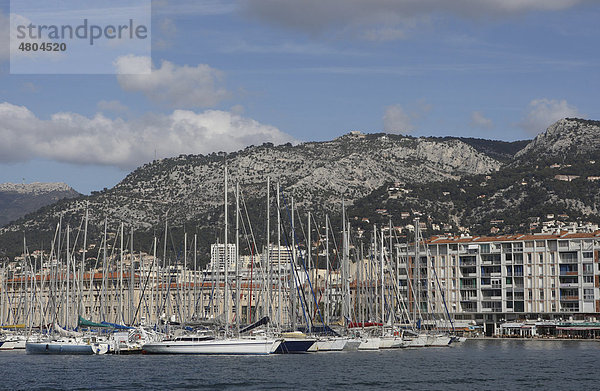 Blick vom Quai Minerve auf Segelboote im Hafen von Toulon  Var  Cote d'Azur  Frankreich  Europa