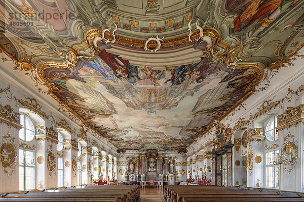 Goldener Saal in der ehemaligen Universität des Jesuitenkollegs  Dillingen an der Donau  Donauried  Schwaben  Bayern  Deutschland  Europa